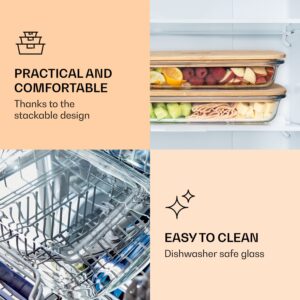 Klarstein Desiatový box s bambusovým uzáverom, 1,6 l, 2-dielna sada, odolný voči teplu, sklo, bambus