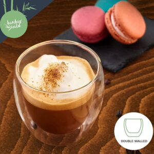 Bambuswald Pohár na kávu, 240 ml, termopohár, ručná výroba, borosilikátové sklo