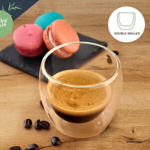 Bambuswald Pohár na kávu, 100 ml, termopohár, ručná výroba, borosilikátové sklo