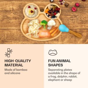 Klarstein Detská jedálenská súprava, bambusový tanier a lyžička, 250 ml, vrátane prísavky, 18 × 18 cm