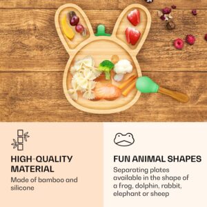 Klarstein Detská jedálenská súprava, bambusový tanier a lyžička, 250 ml, vrátane prísavky, 18 × 18 cm