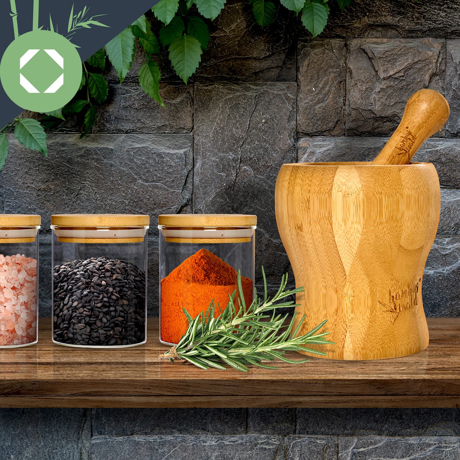 Klarstein Okrúhle poháre, bambusový vrchnák, súprava 10 kusov, každý 150 ml, vzduchotesné – Obrázok 3