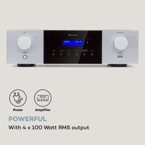Auna AMP-4000 DAB, Hifi stereo zosilňovač, DAB+ rádio, USB, diaľkové ovládanie, LED displej