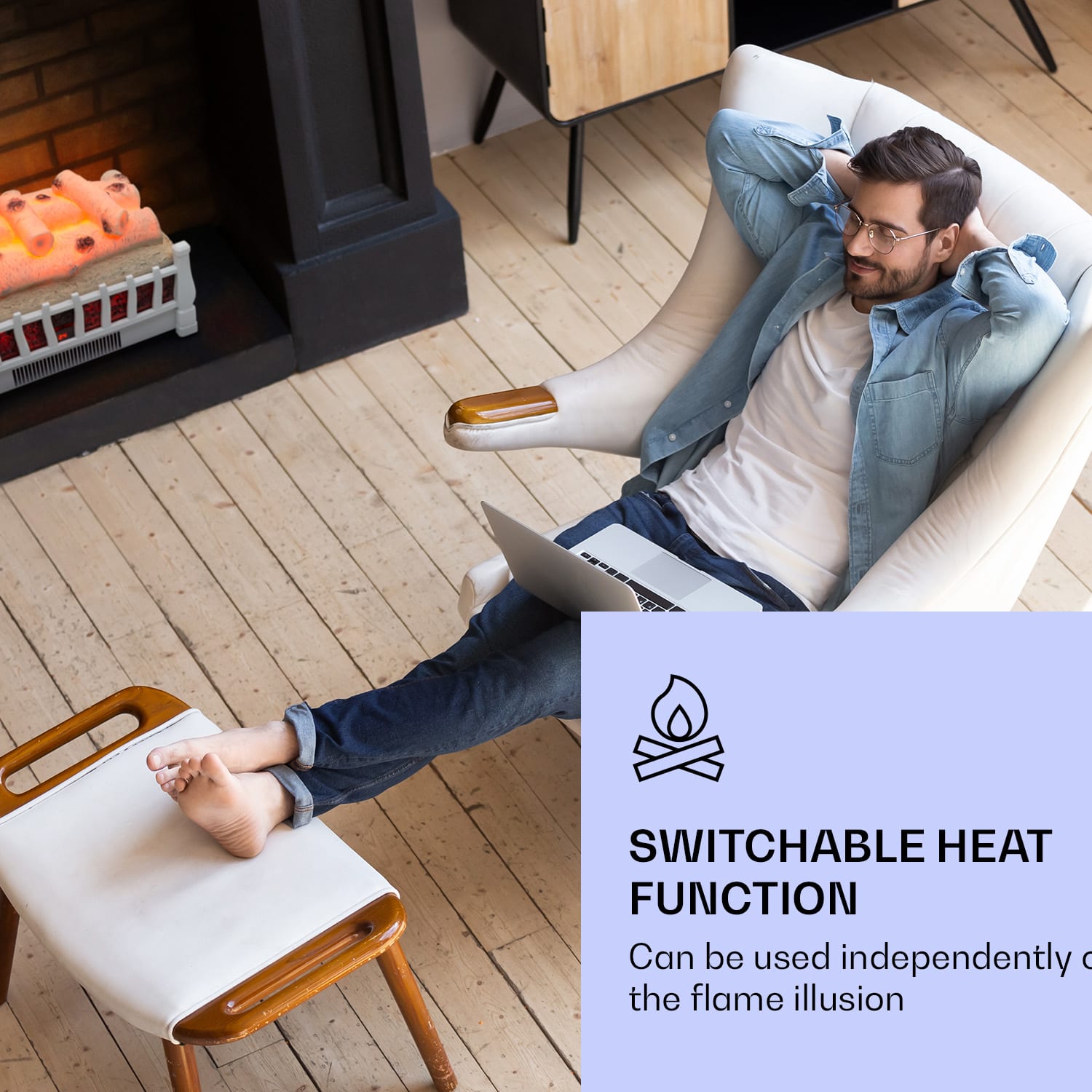 Klarstein Kamini FXL 2G, elektrický krb, krbová vložka, 1800 W, 3D LED ilúzia plameňa – Obrázok 3