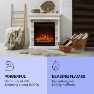 Klarstein Nevis Peak, elektrický krb, 1800 W, funkcia vykurovania 10 až 30 °C, diaľkové ovládanie