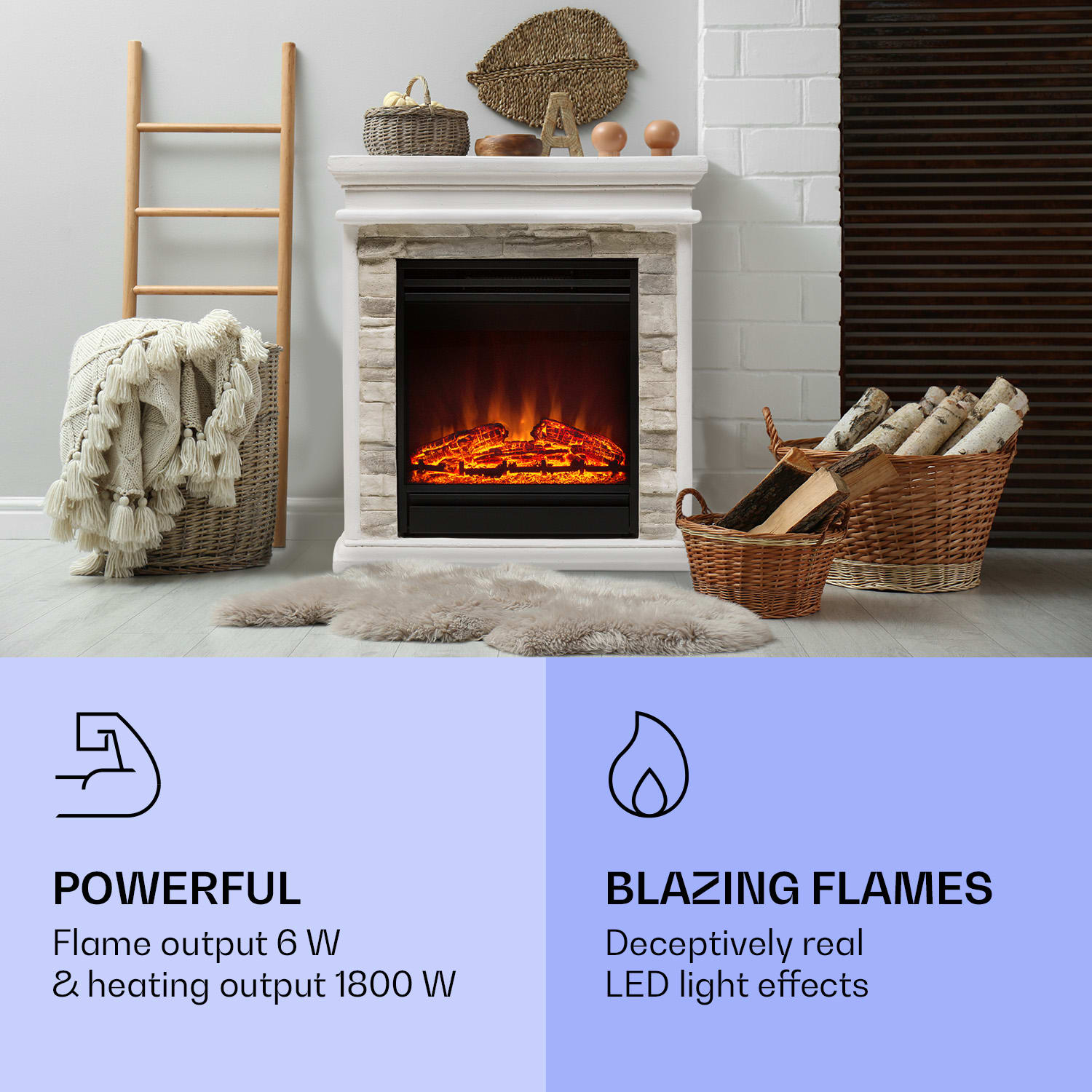 Klarstein Nevis Peak, elektrický krb, 1800 W, funkcia vykurovania 10 až 30 °C, diaľkové ovládanie