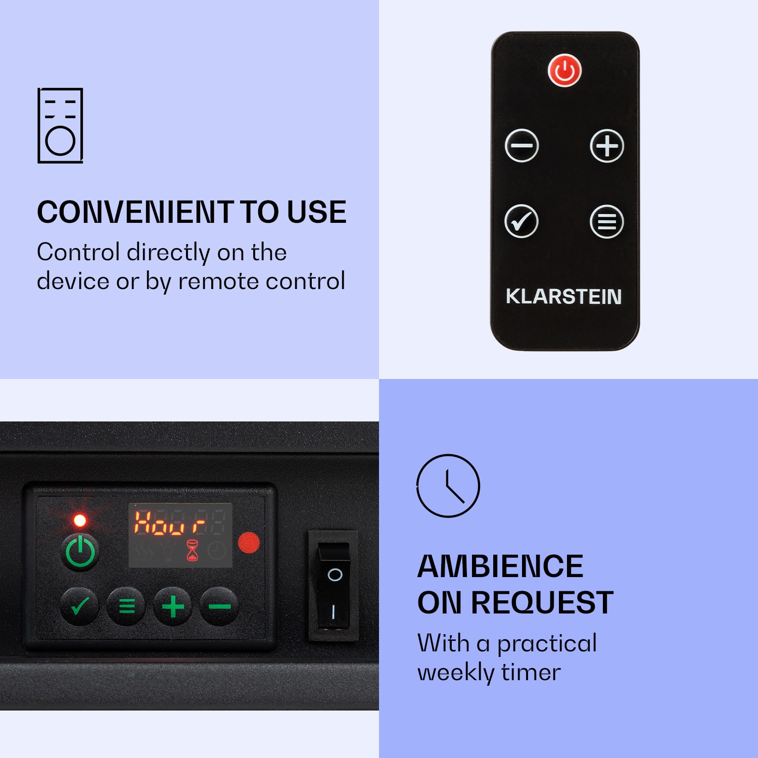 Klarstein Nevis Peak, elektrický krb, 1800 W, funkcia vykurovania 10 až 30 °C, diaľkové ovládanie – Obrázok 3