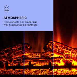 Klarstein Studio 10 Arc, elektrický krb, 1800 W, LED plamene, ventilátor, diaľkové ovládanie