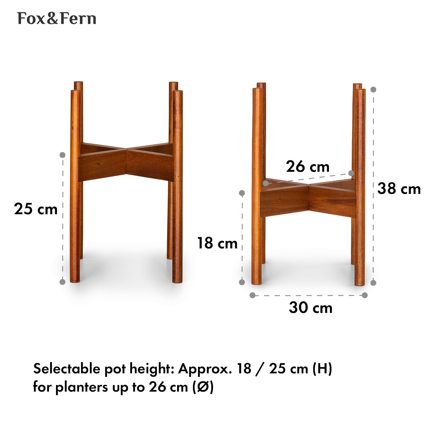 Fox & Fern Zeist, stojan na rastliny, 2 výšky, kombinovateľný, zásuvný dizajn, prírodný – Obrázok 3