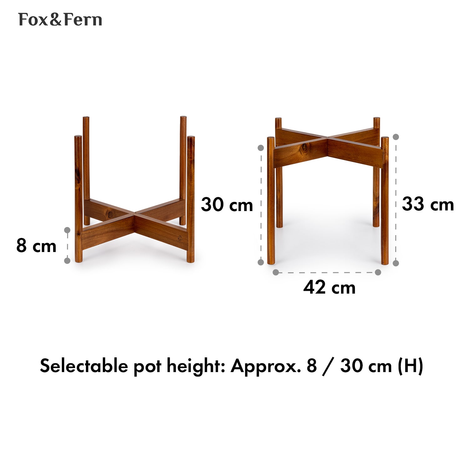 Fox & Fern Zeist, stojan na rastliny, 2 výšky, kombinovateľný, zásuvný dizajn, prírodný – Obrázok 3