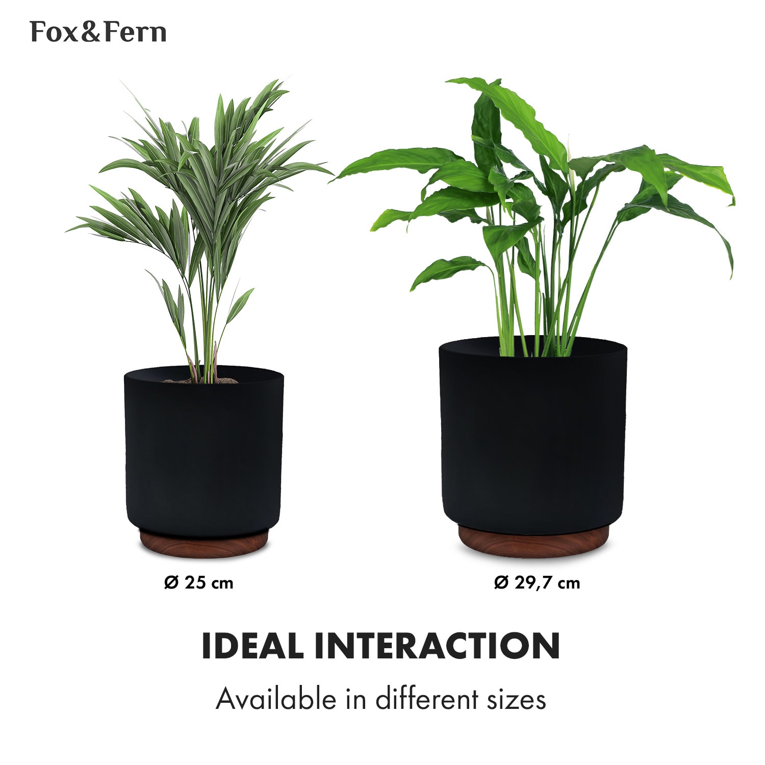 Fox & Fern Enspijk, kvetináče, orechové drevo, Polystone, ručne vyrobené, 2 veľkosti – Obrázok 3