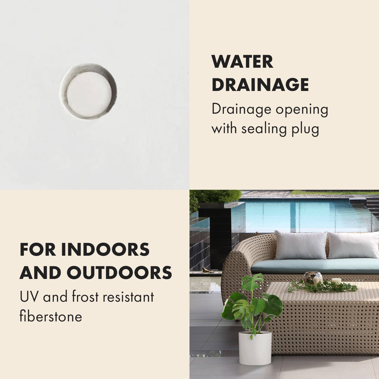 Blumfeldt Gendt, kvetináč, vrchný kvetináč, súprava 3 kusov, veľkosti S/M/ L, fiberstone, interiér/exteriér