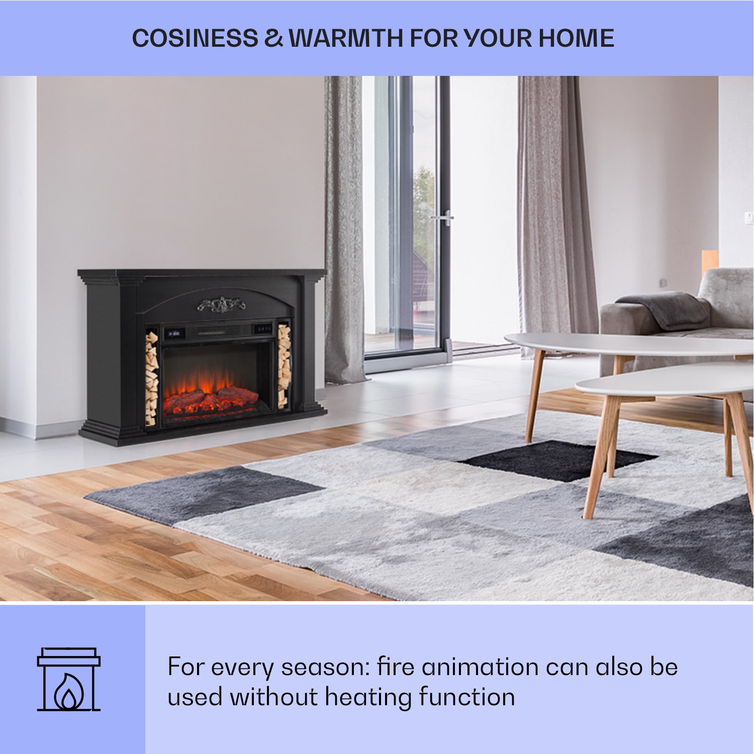 Klarstein Saint Helens, elektrický krb, 1900 W, LED technológia, diaľkové ovládanie