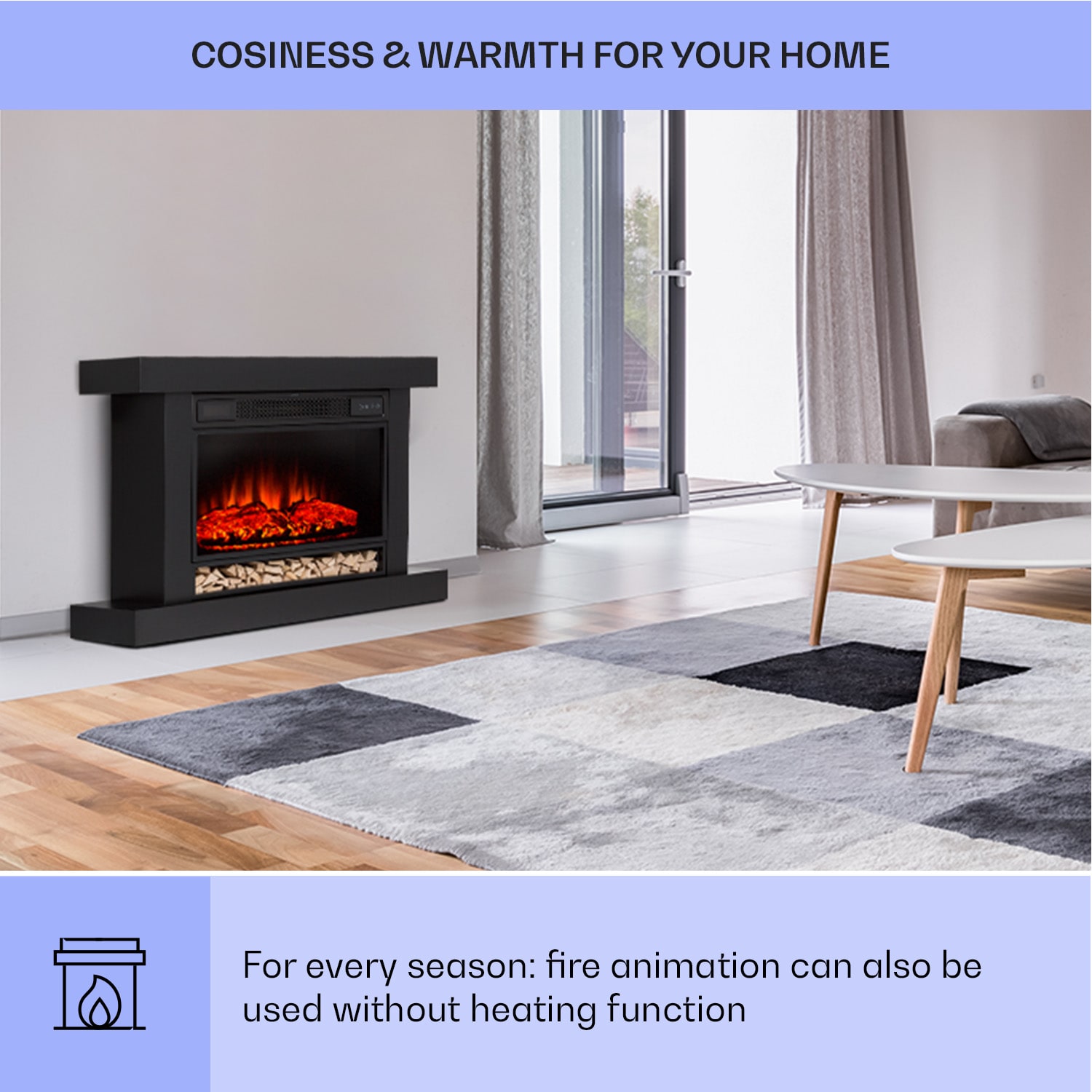 Klarstein Vulsini Hideaway, elektrický krb, 1900 W, LED technológia, diaľkové ovládanie, biely