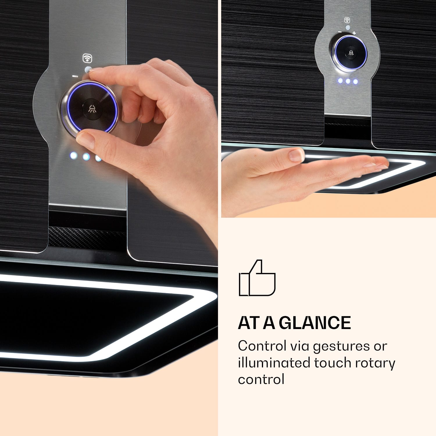 Klarstein Futurelight Smart, digestor, 42 cm, ostrovčekový, 420 m³/h, LED, nehrdzavejúca oceľ, čierny