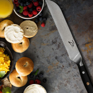 Zelite Infinity by Klarstein Alpha-Royal Japanese Series, 8" nôž na chlieb, 18° zúbkovaný okraj, damašková oceľ
