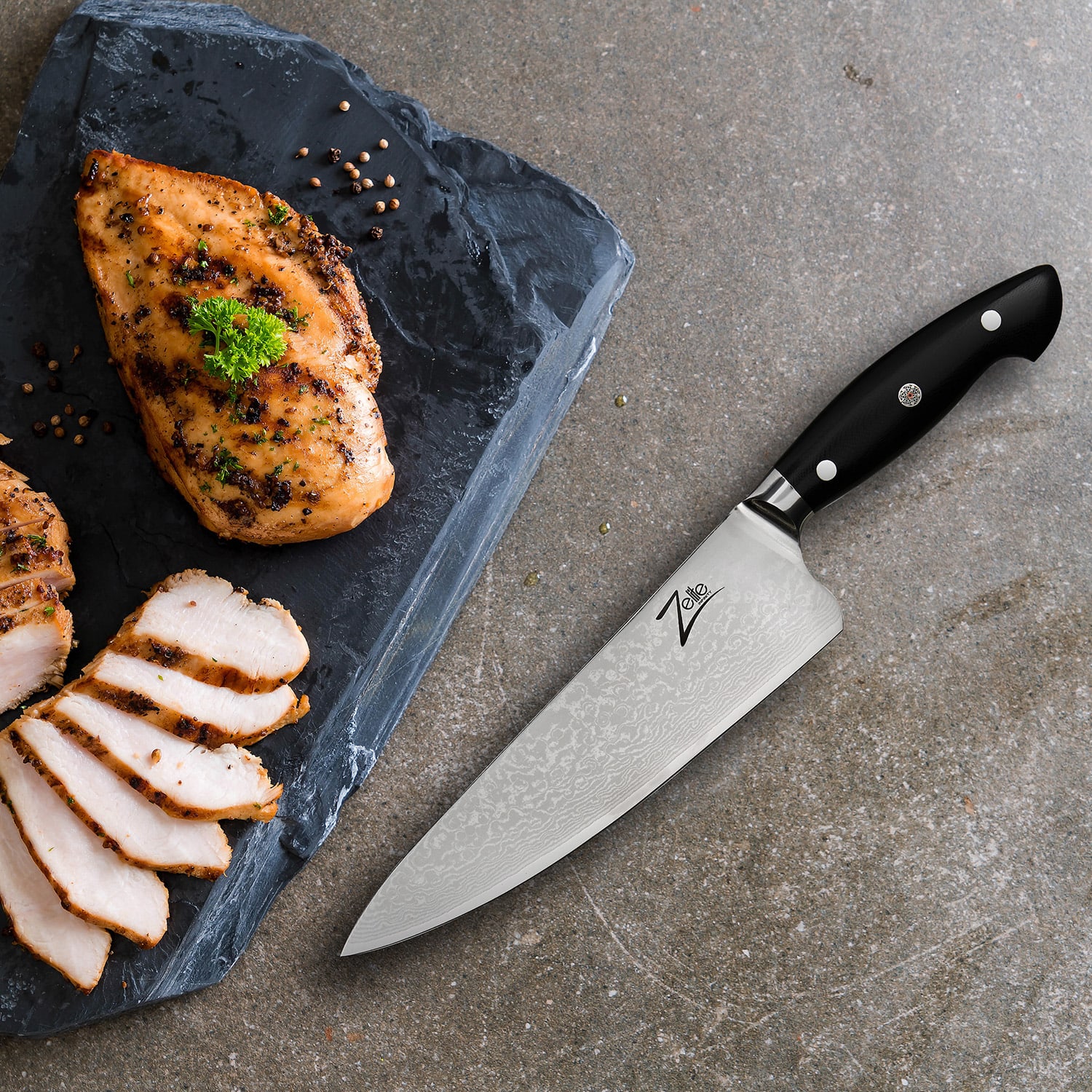 Zelite Infinity by Klarstein Executive-Plus, 8" kuchársky nôž, 61 HRC, nehrdzavejúca oceľ – Obrázok 2