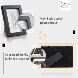 Casa Chic Brighton, rámy na obrázky, sada 3 rámov, sklo, 10 x 15 cm s paspartou, pravé drevo