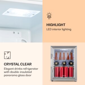 Klarstein Beersafe M Crystal White, chladnička, 33 l, 2 police, panoramatické sklenené dvierka, nehrdzavejúca oceľ