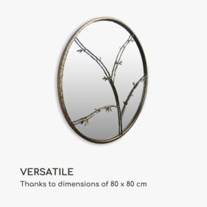 Casa Chic Berkeley Nástenné zrkadlo s kovovým rámom okrúhle Ø 80 cm Dizajn vetiev