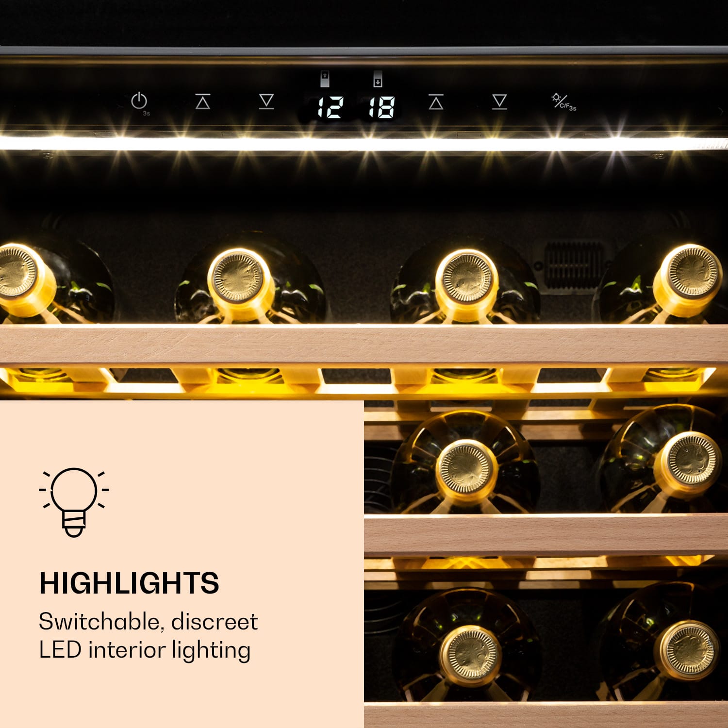 Klarstein Vinamour 77 Duo, vinotéka, 191 l, 5-20°C, 2 zóny – Obrázok 3