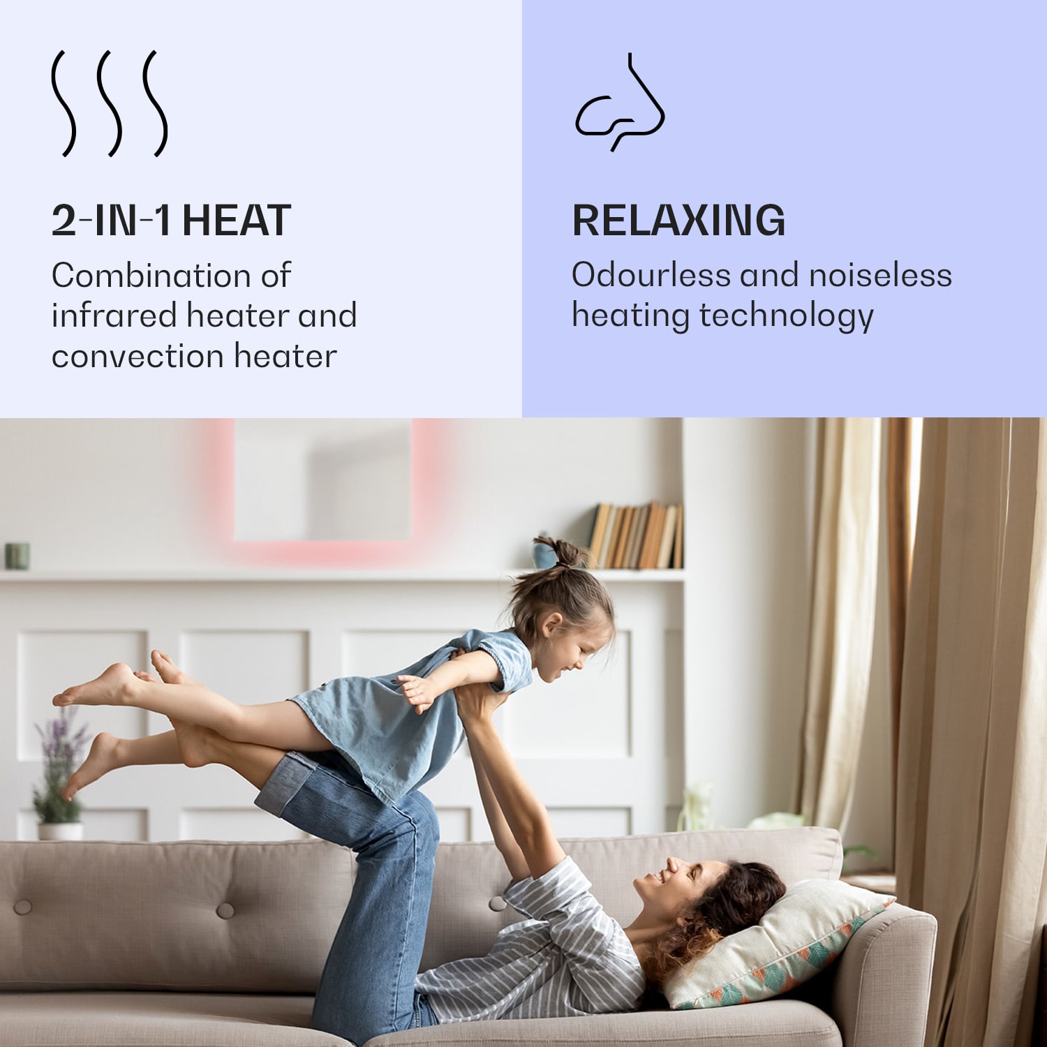 Klarstein Mojave 500 smart, infračervený ohrievač 2 v 1, konvektor, 60 x 60 cm, 500 W, RGB osvetlenie