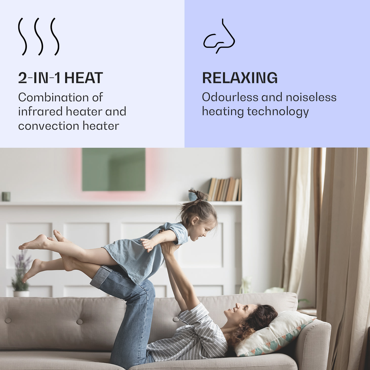 Klarstein Mojave 500 smart, infračervený ohrievač 2 v 1, konvektor, 60 x 60 cm, 500 W, RGB osvetlenie