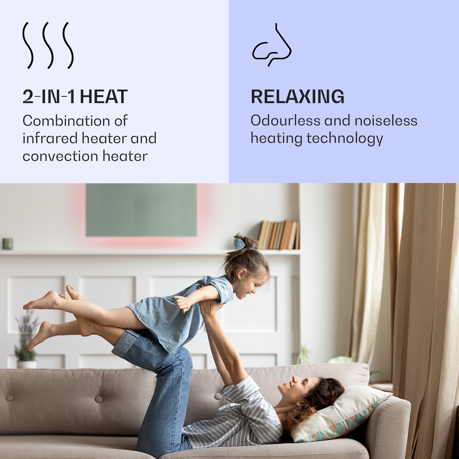 Klarstein Mojave 750 smart, infračervený ohrievač 2 v 1, konvektor, 85 x 60 cm, 750 W, RGB osvetlenie