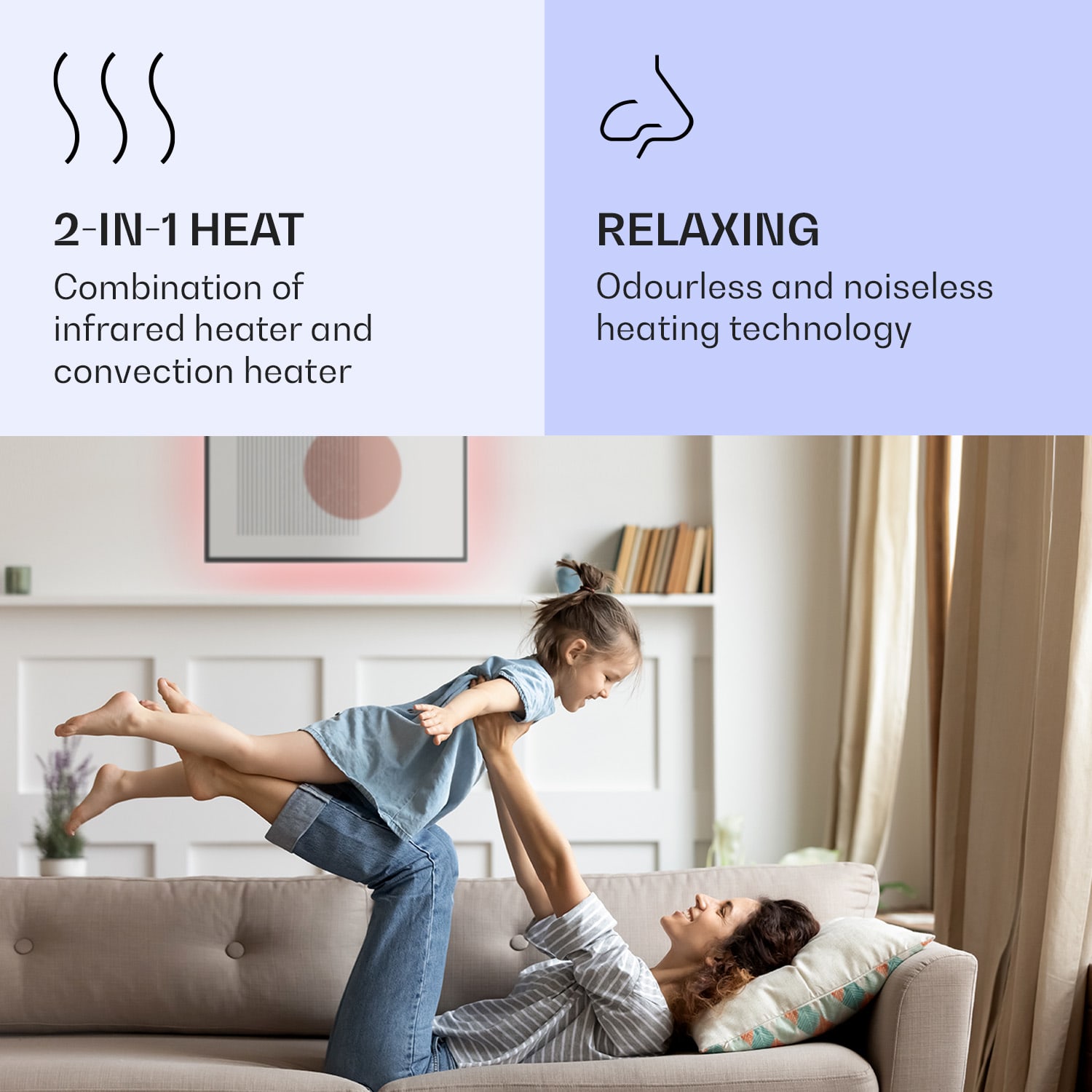 Klarstein Mojave 750 smart, infračervený ohrievač 2 v 1, konvektor, 85 x 60 cm, 750 W, RGB osvetlenie