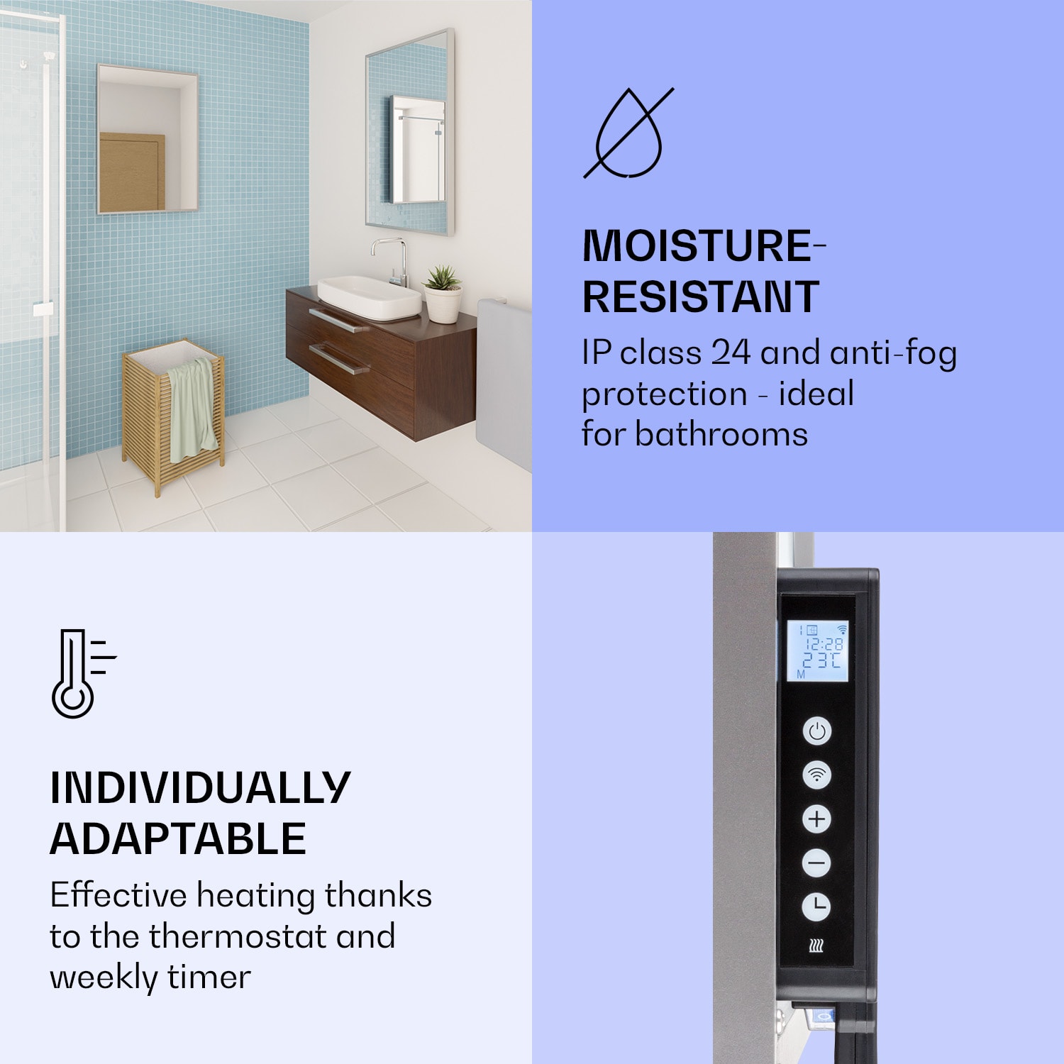 Klarstein La Palma 1000 smart, infračervený ohrievač 2 v 1, 120 x 60 cm, 1000 W, zrkadlová predná časť – Obrázok 3