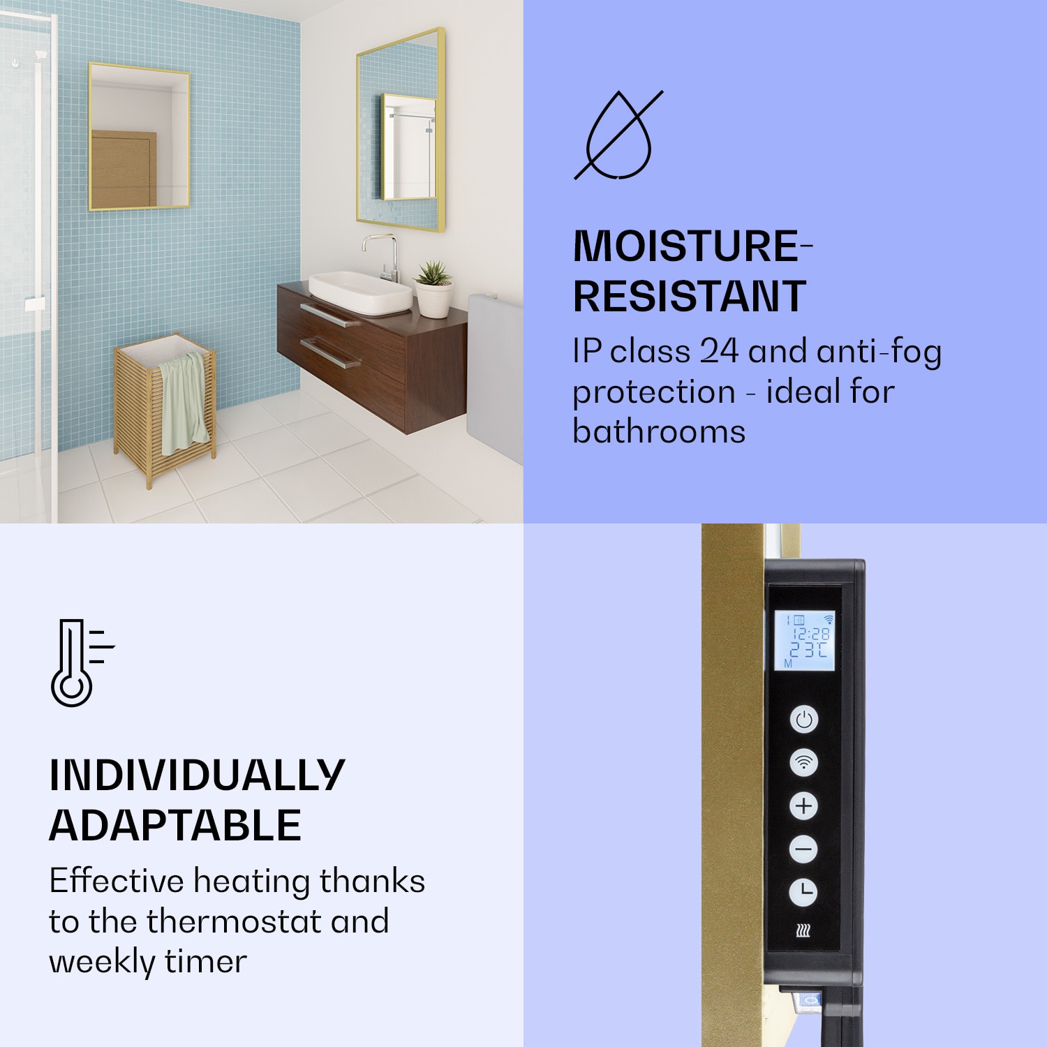 Klarstein La Palma 1000 smart, infračervený ohrievač 2 v 1, 120 x 60 cm, 1000 W, zrkadlová predná časť – Obrázok 3