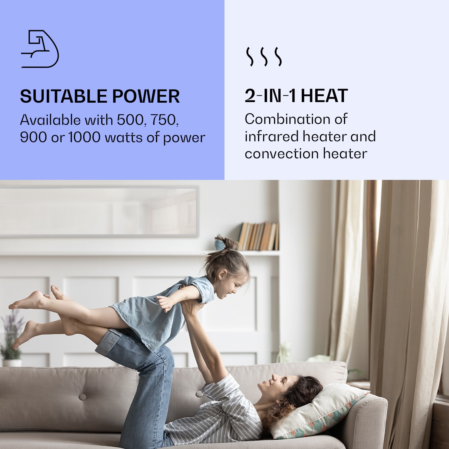 Klarstein La Palma 900 smart, infračervený ohrievač, 40 x 160 cm, 900 W, zrkadlový stojan – Obrázok 2