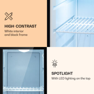 Klarstein Brooklyn 23 Slim, chladnička, LED, plastová vložka, sklenené dvierka