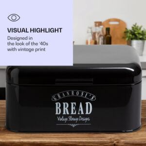 Klarstein Delaware, chlebník, 30 x 16 x 20,5 cm, kovový, odklápacie veko, ventilačné otvory