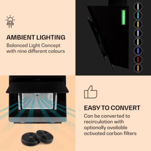 Klarstein Aurora Eco 60, digestor, 60 cm, nástenný, 550 m³/h, A+, dotykové ovládanie, čierny