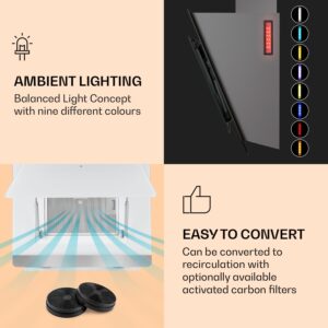 Klarstein Aurora Eco 90, digestor, 90 cm, nástenný, 550 m³/h, A+, dotykové ovládanie, biely