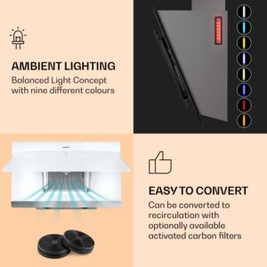 Klarstein Aurora Eco 60, digestor, 60 cm, nástenný, 550 m³/h, A+, dotykové ovládanie, biely