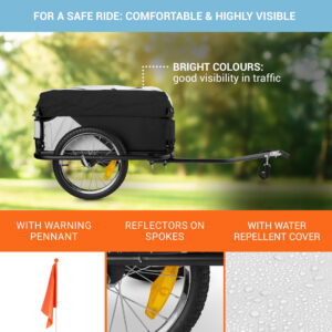 DURAMAXX Mountee, 130 l, 60 kg, príves na bicykel, nákladný vozík, oceľová tyč