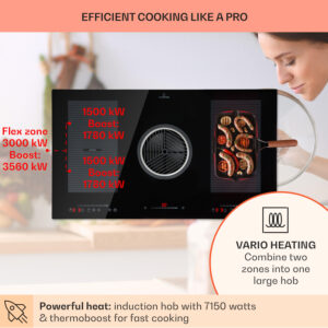 Klarstein Full House Down Air System, indukčná varná doska s odsávaním, 655 m³/h, energet. trieda A