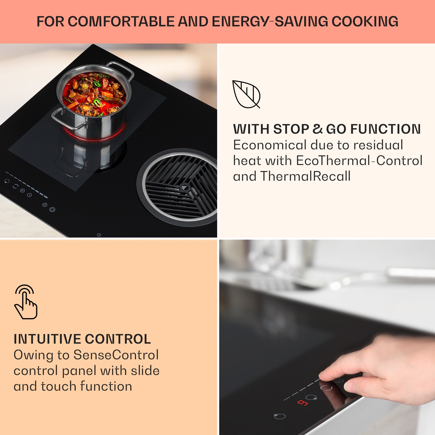 Klarstein Full House Down Air System, indukčná varná doska s odsávaním, 655 m³/h, energet. trieda A – Obrázok 2