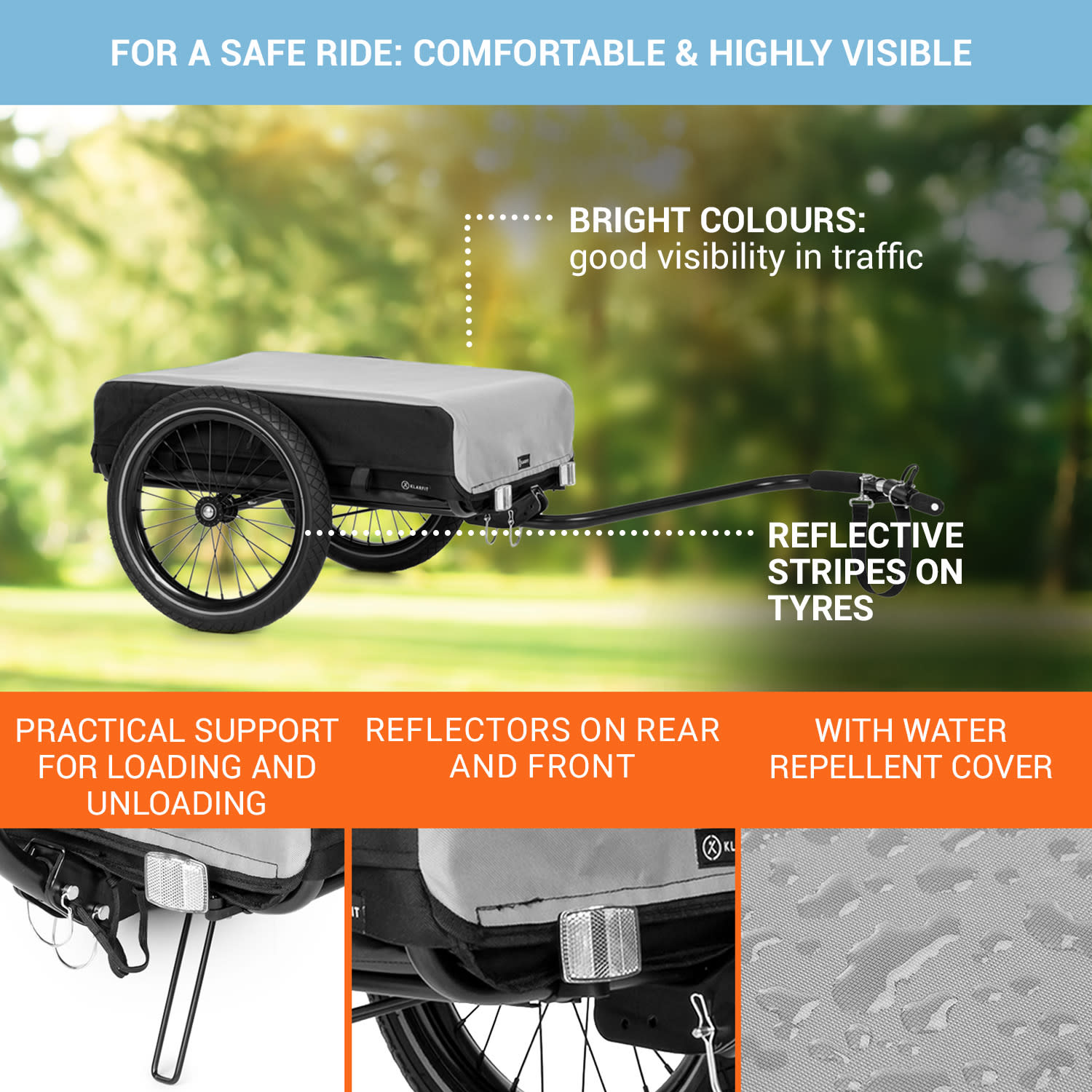 KLARFIT Companion, nákladný príves, 40kg/50litrov, príves na bicykle, ručný vozík, čierny