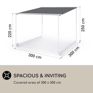 Blumfeldt Nantes, pergola, slnečná strieška, 3 x 3 m, polyester, oceľový rám, UV 50+, podlahové kolieska