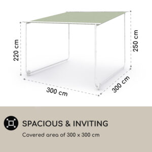 Blumfeldt Nantes, pergola, slnečná strieška, 3 x 3 m, polyester, oceľový rám, UV 50+, podlahové kolieska