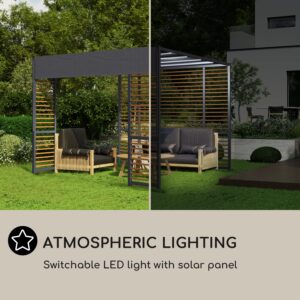 Blumfeldt Valence, altánok, 3 x 3 m, UV50+, vodoodpudivý, solárne LED osvetlenie, solárny panel