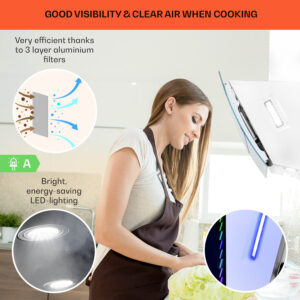 Klarstein Clara 60, digestor, 509 m³/h, dotykový displej, ambientné podsvietenie