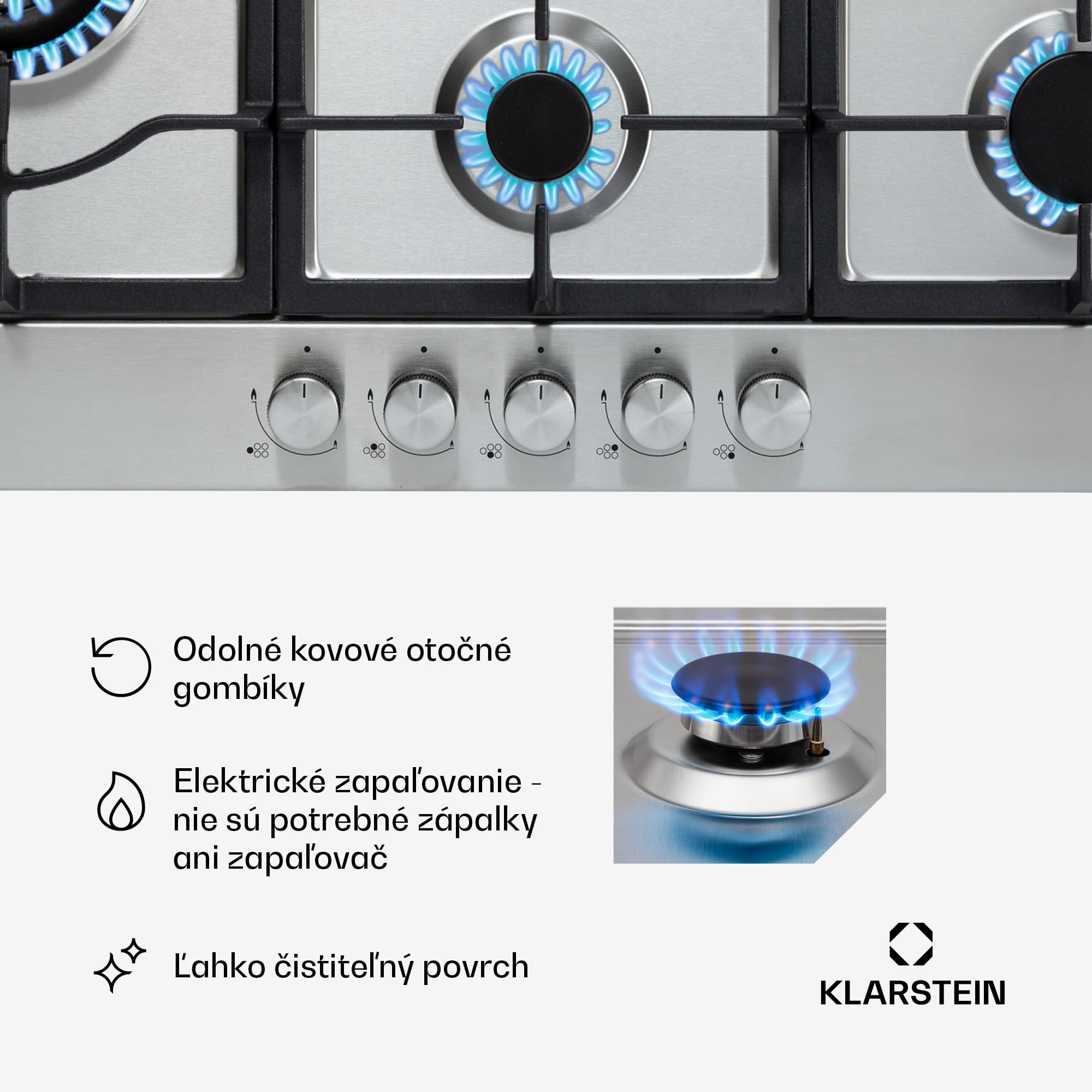 Klarstein Ignito Chef Edition, plynová varná doska, 5 Sabaf horákov, 5 zón, sklokeramika – Obrázok 2