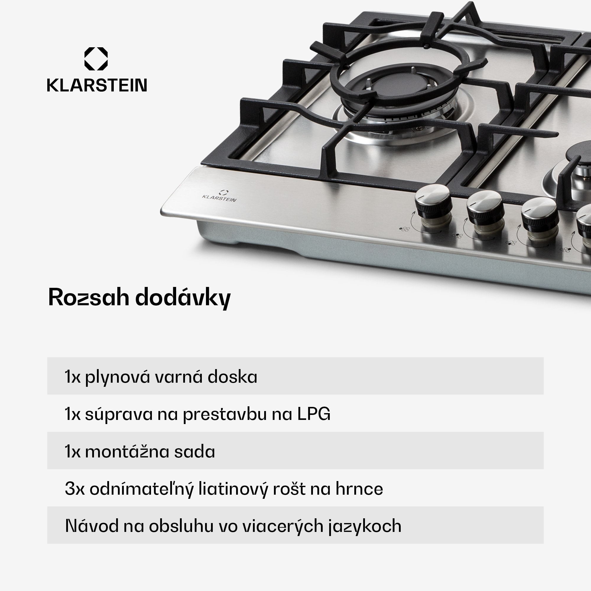 Klarstein Ignito Chef Edition, plynová varná doska, 5 Sabaf horákov, 5 zón, sklokeramika – Obrázok 3