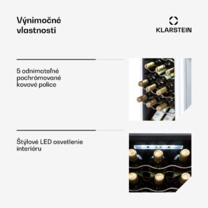Klarstein Shiraz 18 Slim Uno, vinotéka, 50 l, 18 fliaš, 5-18°C, dotykový ovládací panel