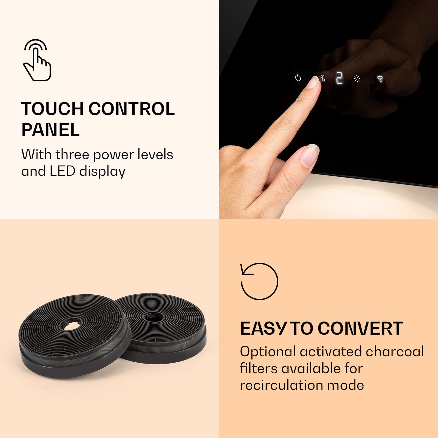 Klarstein Alina 60 Smart, digestor, 60 cm, nástenný, 600 m³/h, LED podsvietenie, skleněné čelo, biely – Obrázok 3