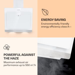 Klarstein Aurora 60 Smart, digestor, 60 cm, komínový, 550 m³/h, LED podsvietenie, A++, biely